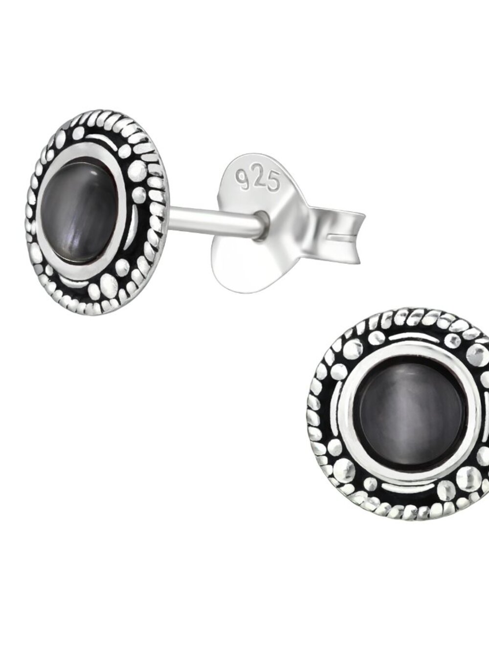 Sterling Silver Black Stud Earrings